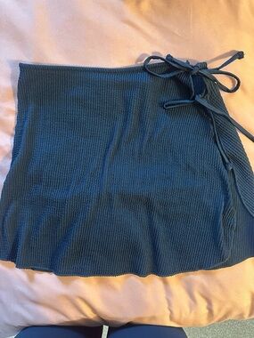 aerie black Ribbed Tie-Waist Mini Skirt cover up